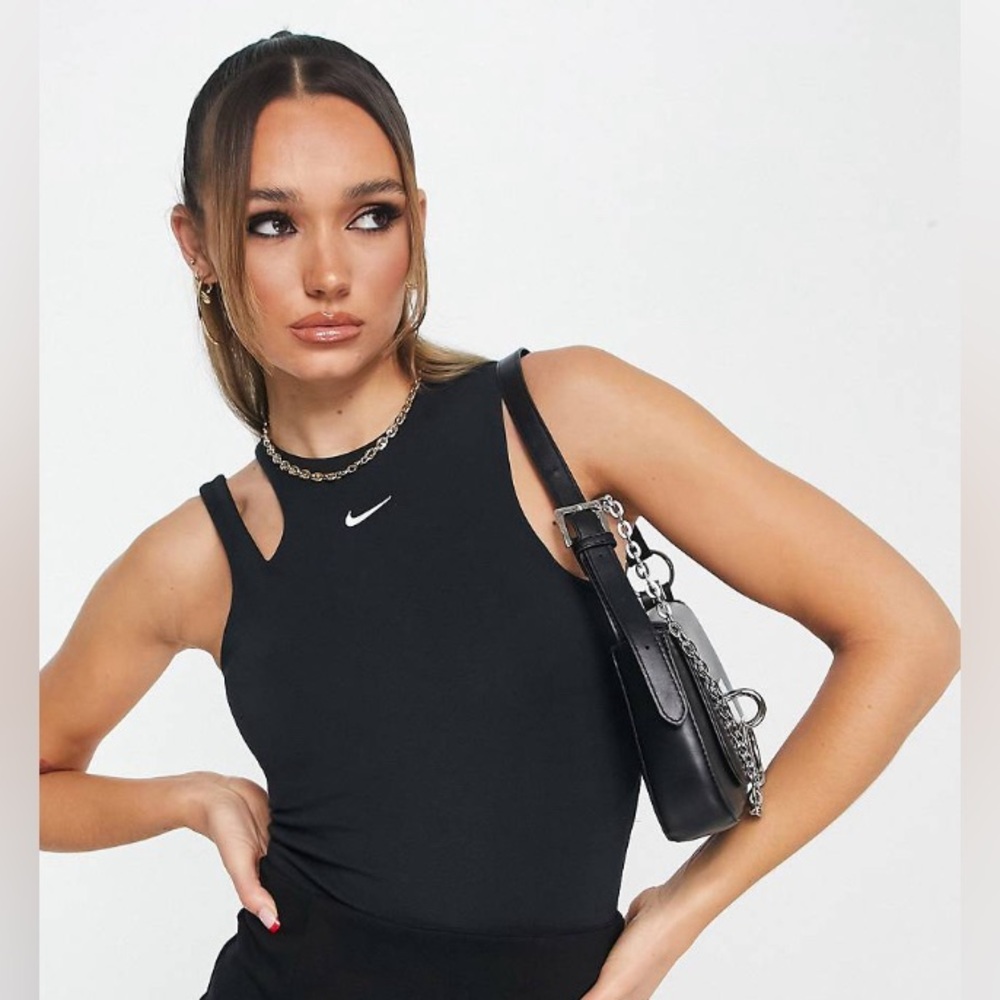 Nike essentials shoulder cut out sleeveless bodysuit